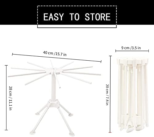 Cambom Collapsible Pasta Drying Rack, 10 Bar, White