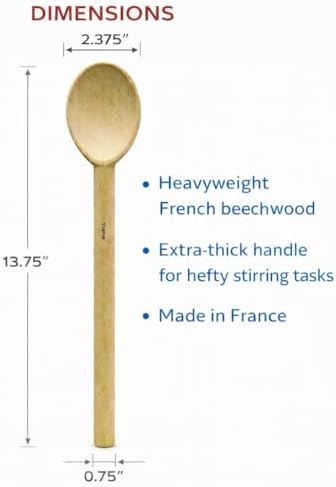 HIC Kitchen Deluxe Heavyweight French Beechwood Spoon, Made in France