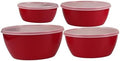 4pcs Pink Thickened Plastic Salad Bowls with Lids Food Storage and
