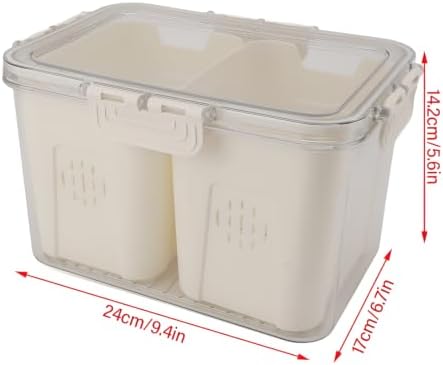 Fridge Food Storage Container with Lid, 2 Grid