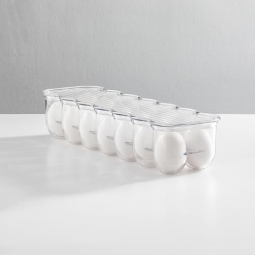 mDesign Stackable Covered Egg Holder, 12 Eggs, Clear