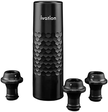 Ivation Rechargeable Wine Saver Pump, USB-C, 4 Stoppers, LED, 6-Piece