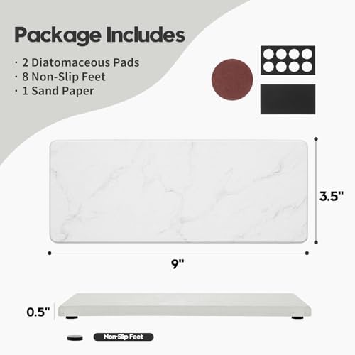2PCS Water Absorbing Stone Drying Tray for Kitchen Counter & Bathroom