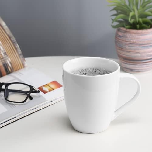 Mfacoy White Coffee Mugs Set of 4, 16 Ounce Mug with Handles, Ceramic