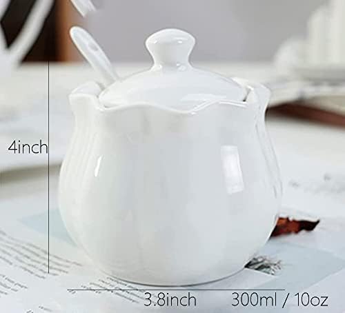White Ceramic Sugar Bowl Set Creamer Coffee Milk Pitcher Serving Set