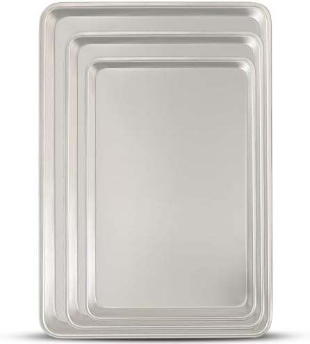 Baking Sheet Pan Set of 3, Commercial Quality Aluminum Cookie Sheets