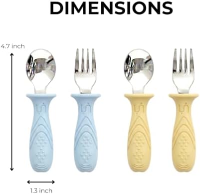 Stainless Steel Toddler Utensils Self Feeding Set, 4-Pack Baby Spoons