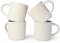 DeeCoo Matte White Coffee Mugs Set of 4, 12 Ounce Mug with Handles