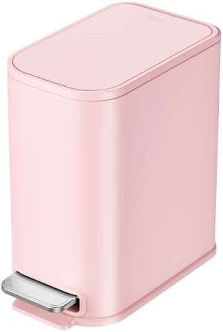 Cesun Small Bathroom Trash Can, 1.3 Gal, Pink