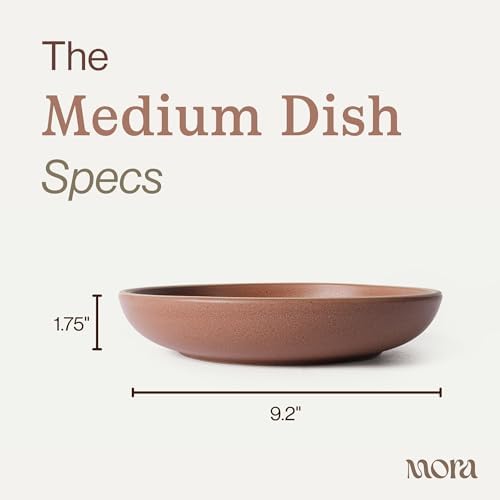 MORA Medium Dishes Set of 4, 30oz Ceramic Pottery Pasta Plate/Wide