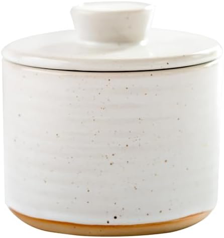 Large Butter Crock with Lid - 4.3 x 4.3" Ceramic French Butter Dish