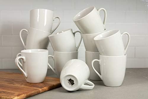 10 Strawberry Street Catering Ceramic 12 oz Coffee Mugs, Round, Set of