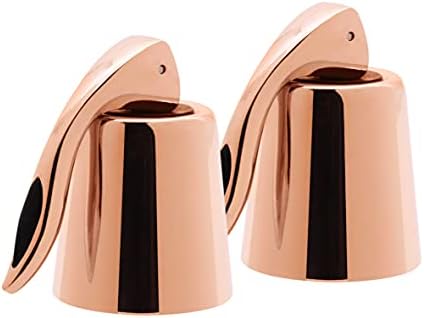 OGGI Bottle Stopper Set of 2 - Copper Plated Wine Topper Set - Stylish