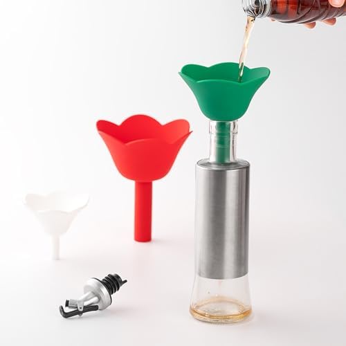 3PCS Food Grade Silicone Flower Shape Funnel Set Leak Designs Heats