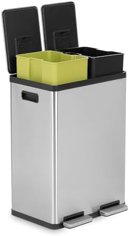 Simpli-Magic 16 Gallon Dual-Compartment Stainless Steel Trash Can