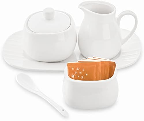 Dicunoy Set of 4 Sugar and Creamer Set, Small Creamer Pitcher with