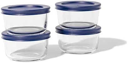 8-Piece Glass Food Storage Containers Set, Blue