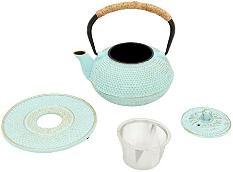 Juvale Cast Iron Tea Kettle with Infuser - Green, 18 oz/500 ml