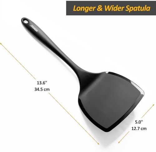 Silicone Pancake Spatula Turner, Lengthened Handle & Seamless Design