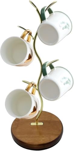 Mi hogar Leaf-Shaped Mug Tree Stand for Kitchen Counter, Modern