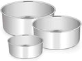 E-far Cake Pan Set of 3 (4/6/8 Inch), Stainless Steel Deep Cake Pans