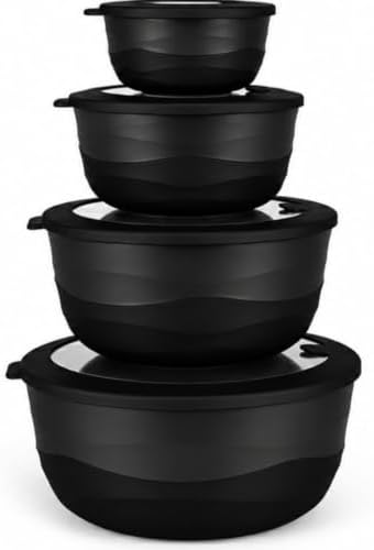Pera Plastic Mixing Bowls with Lids Set, 8 Piece