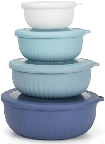 8 Piece Mixing Bowls with Lids Set BPA Free Nesting Plastic Kitchen