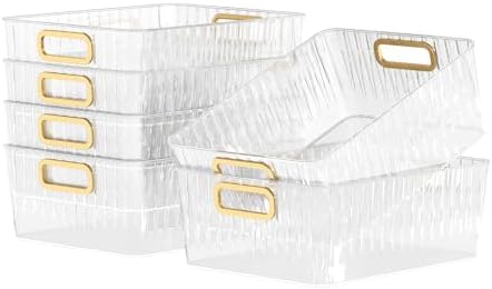 Kekow 6-Pack Clear Pantry Organizer Bins, Plastic Storage Bins with