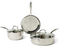 Amazon Basics Stainless Steel Cookware Set, 5-Piece, All Cooktop Friendly, Dishwasher-Safe, Induction Compatible