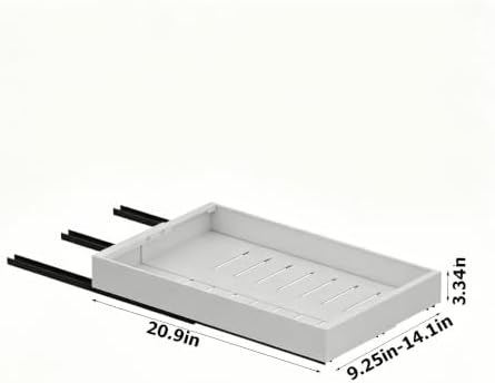 Adjustable Pull Out Storage Tray, Heavy Duty Carbon Steel No Drill