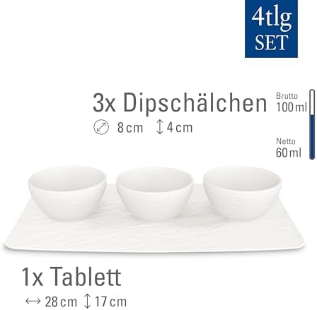 Villeroy & Boch Manufacture Rock Blanc Set of 4 Bowls for Dips and
