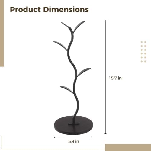 Mug Tree Stand for 4 Cups, Black Countertop Coffee Holder