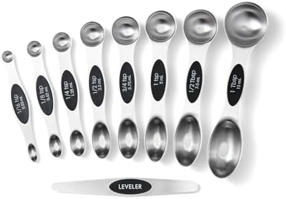 Magnetic Measuring Spoons Set, 9-Piece Stainless Steel with Leveler