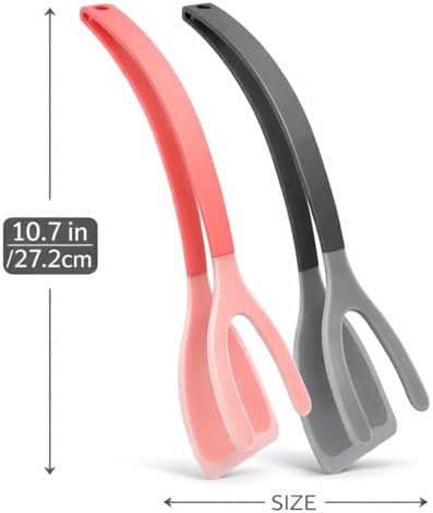 Silicone Spatula Tongs Set of 2, Black and Red