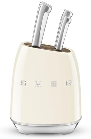 Smeg Cream Stainless Steel Knife Block Set