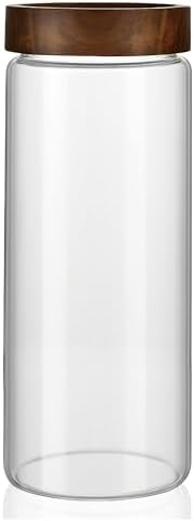 50 fl oz/1500 ml Clear Glass Storage Canister with Airtight Wooden