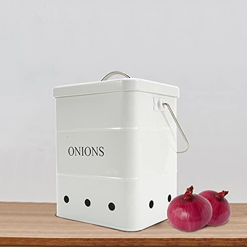 Onion Storage, Metal Onion Storage Container with Lid and Handles
