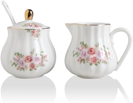 Sweejar Royal Ceramic Sugar and Creamer Set Cream Pitcher, Sugar Bowl