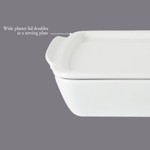 Gibson Home Gracious Dining 2.6-Qt White Stoneware Covered Baking Dish