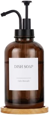 Glass Soap Dispenser Set, 500ml, Amber