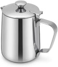 Milk Frothing Pitcher, 350ml (12oz), Stainless Steel Creamer with Lid