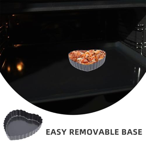 Alipis Mini Heart Tart Pan Bakeware Carbon Steel Nonstick 6pcs Set
