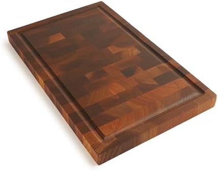 BOUMBI Zelkova End-Grain Cutting Board, 16.9" x 10.4" x 1.2"
