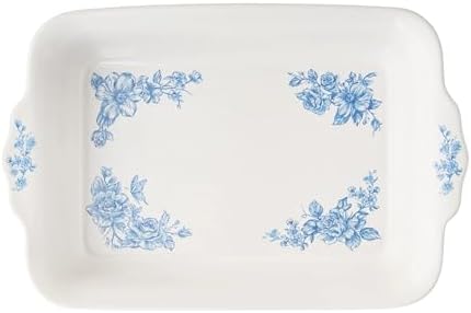 Rectangular Baking Dish with Lid, 7x11 Inch, Ceramic Stoneware, Floral