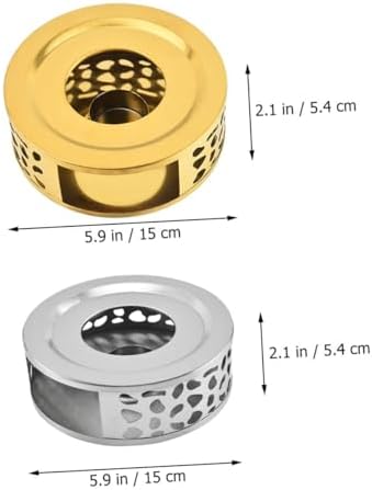 Stainless Steel Teapot Warmer Base Xmas 2 Pcs with Tealight Holder