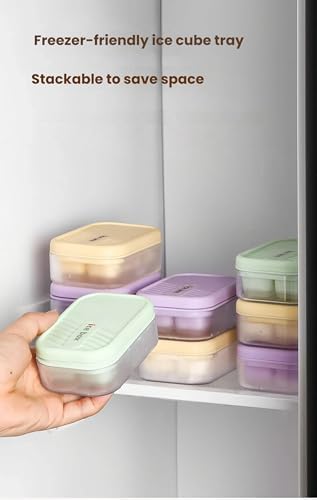 3-pack mini ice cube tray with lid and bin - 6-cubes each,easy remove