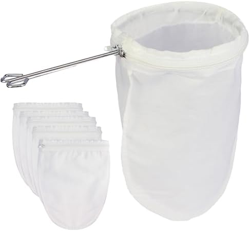 Fine Mesh Strainer, 6Pcs Cloth Strainer Bags with Steel Handle