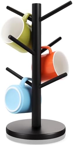 Fertoriy Wood Mug Holder Tree with 6 Hooks for Countertop