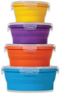 Flat Stacks Collapsible Storage Containers | Set of 4 Round Silicone