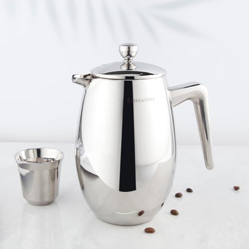 Easyworkz Nando French Press, 23 oz, Stainless Steel